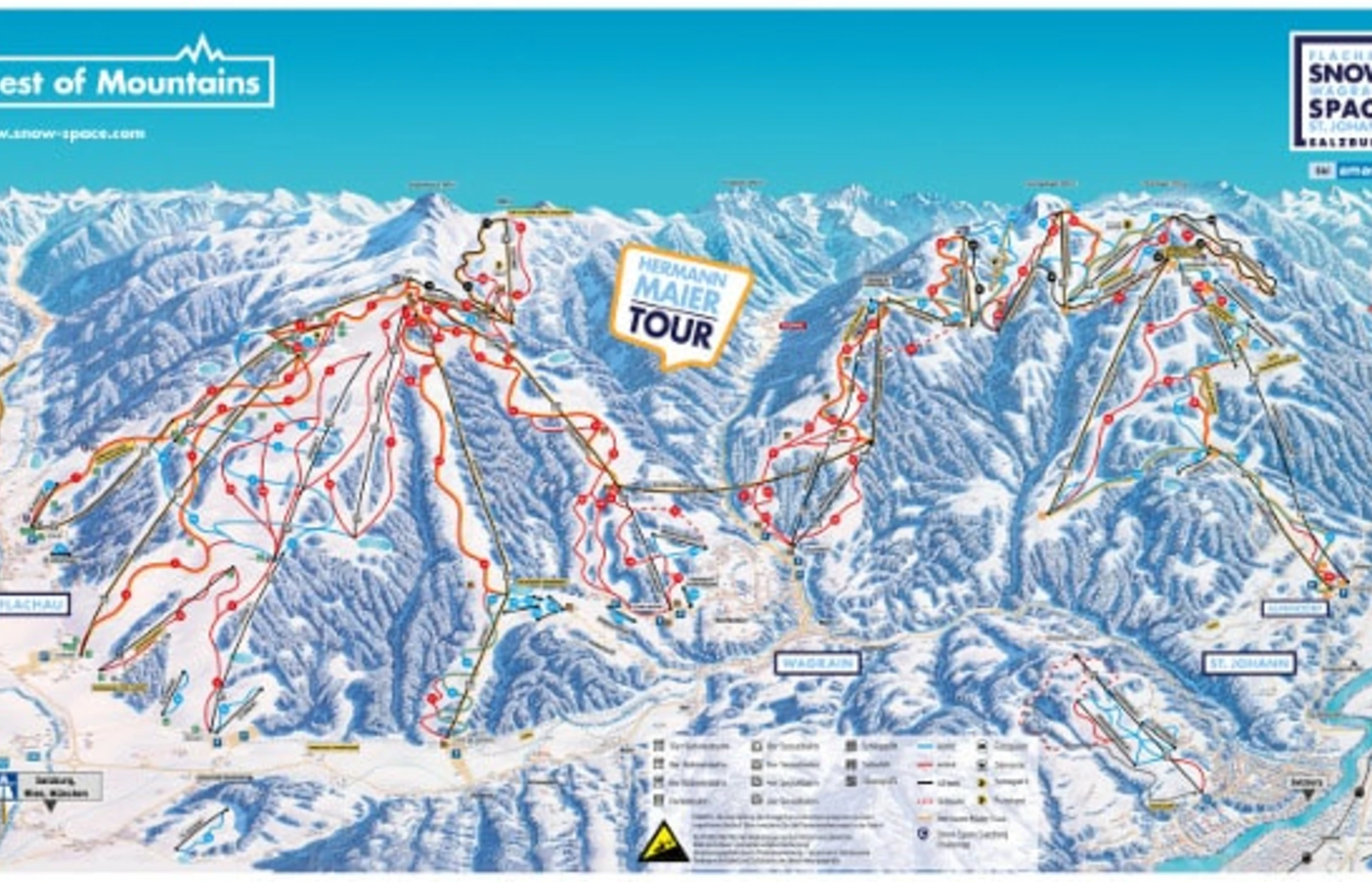 Pistkarta över Flachau – pister, liftar och nedfarter