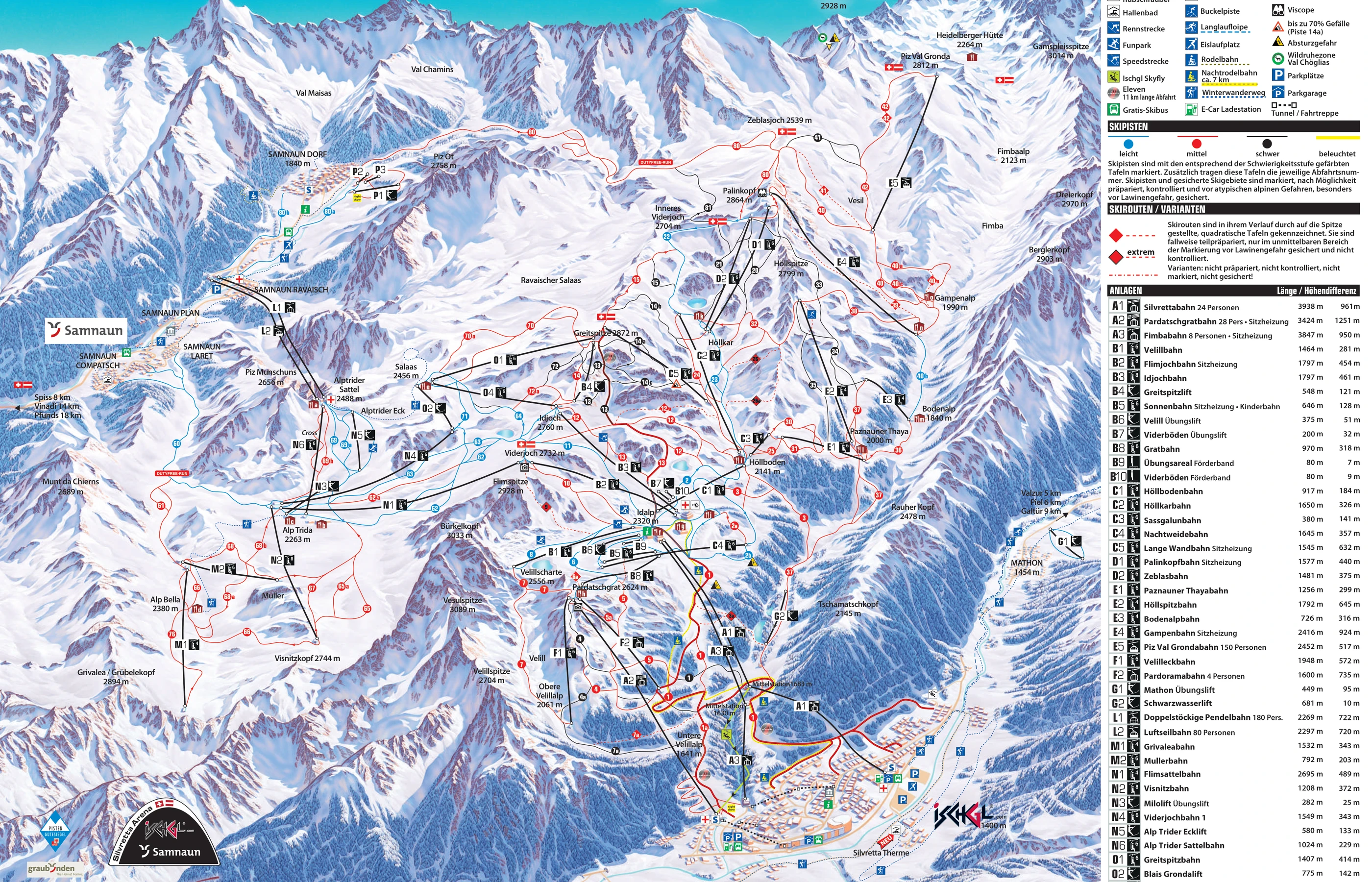 Pistkarta över Ischgl