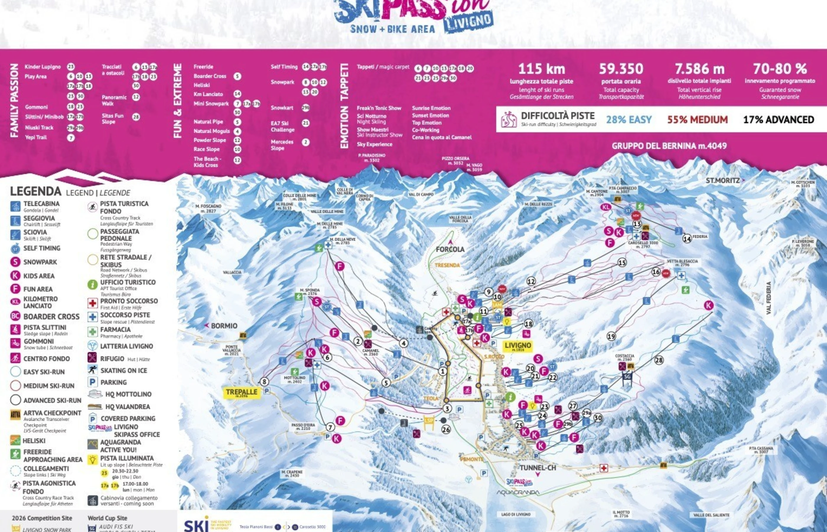 Pistkarta över Livigno