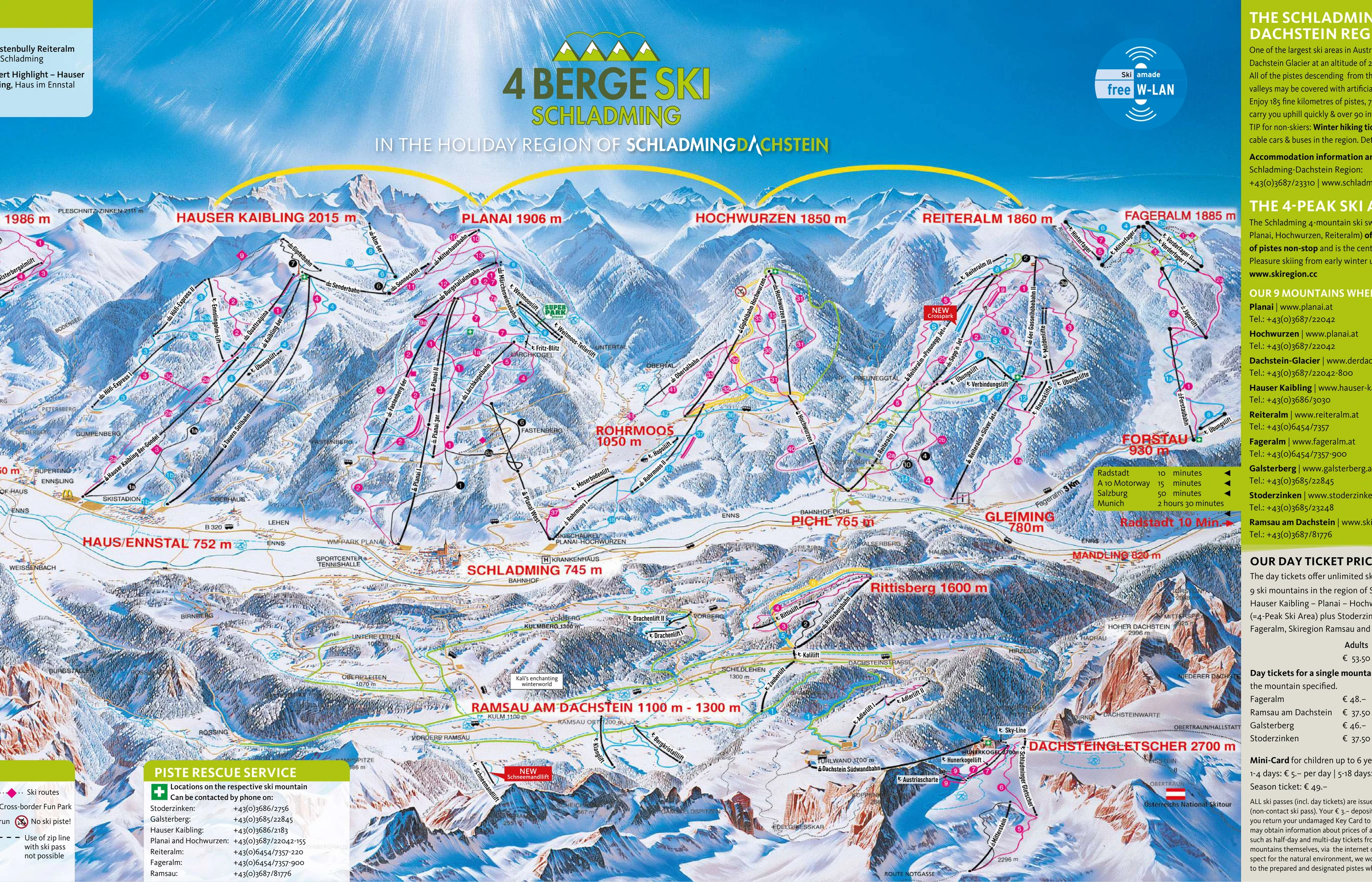 Pistkarta över Schladming – pister, liftar och nedfarter