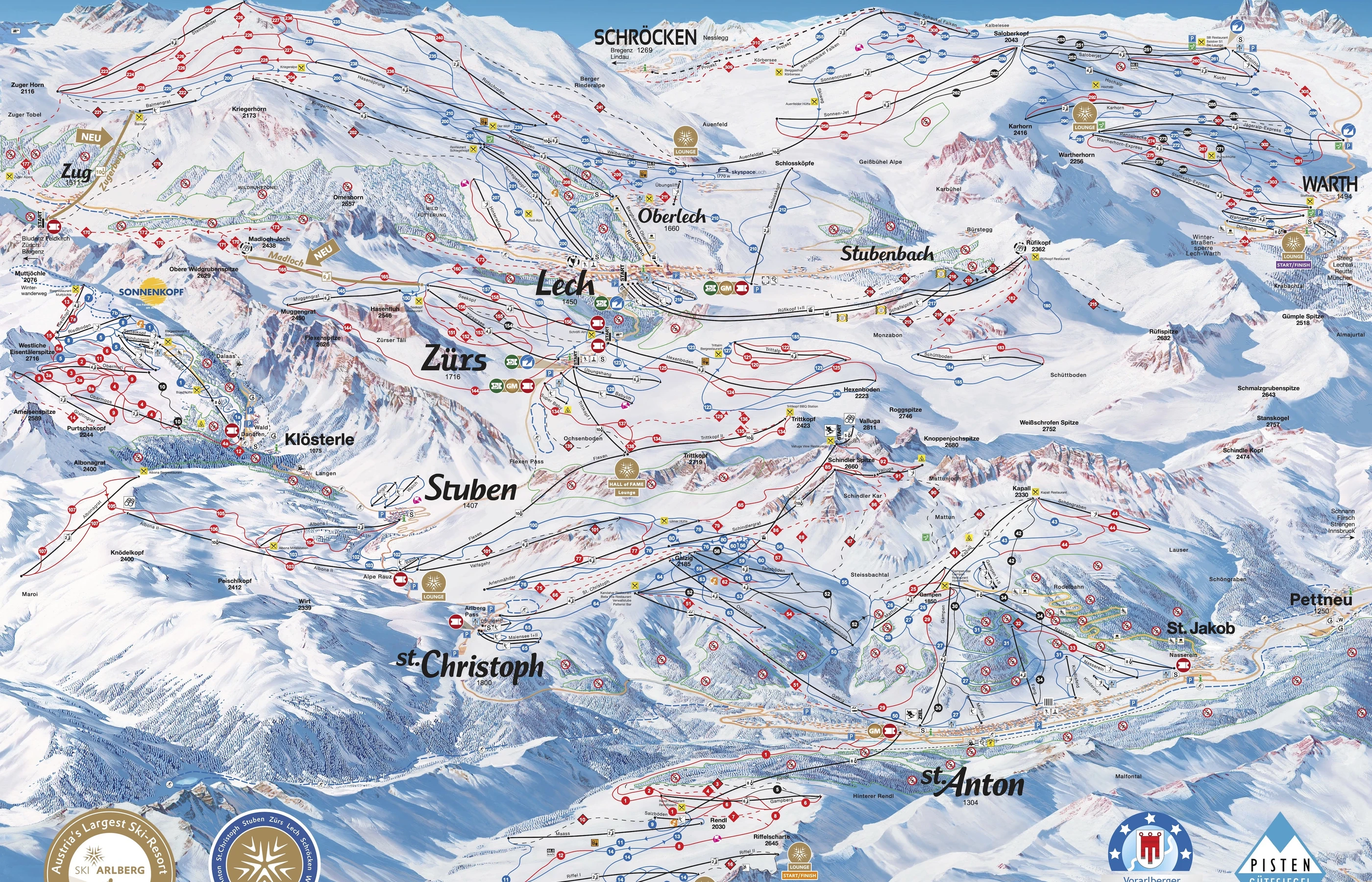 Pistkarta över St. Anton